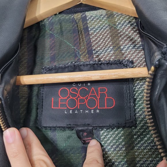 Oscar Leopold Leather Jacket Full Zip Black Lined Zip Pockets Vintage Size Small - Picture 10 of 16